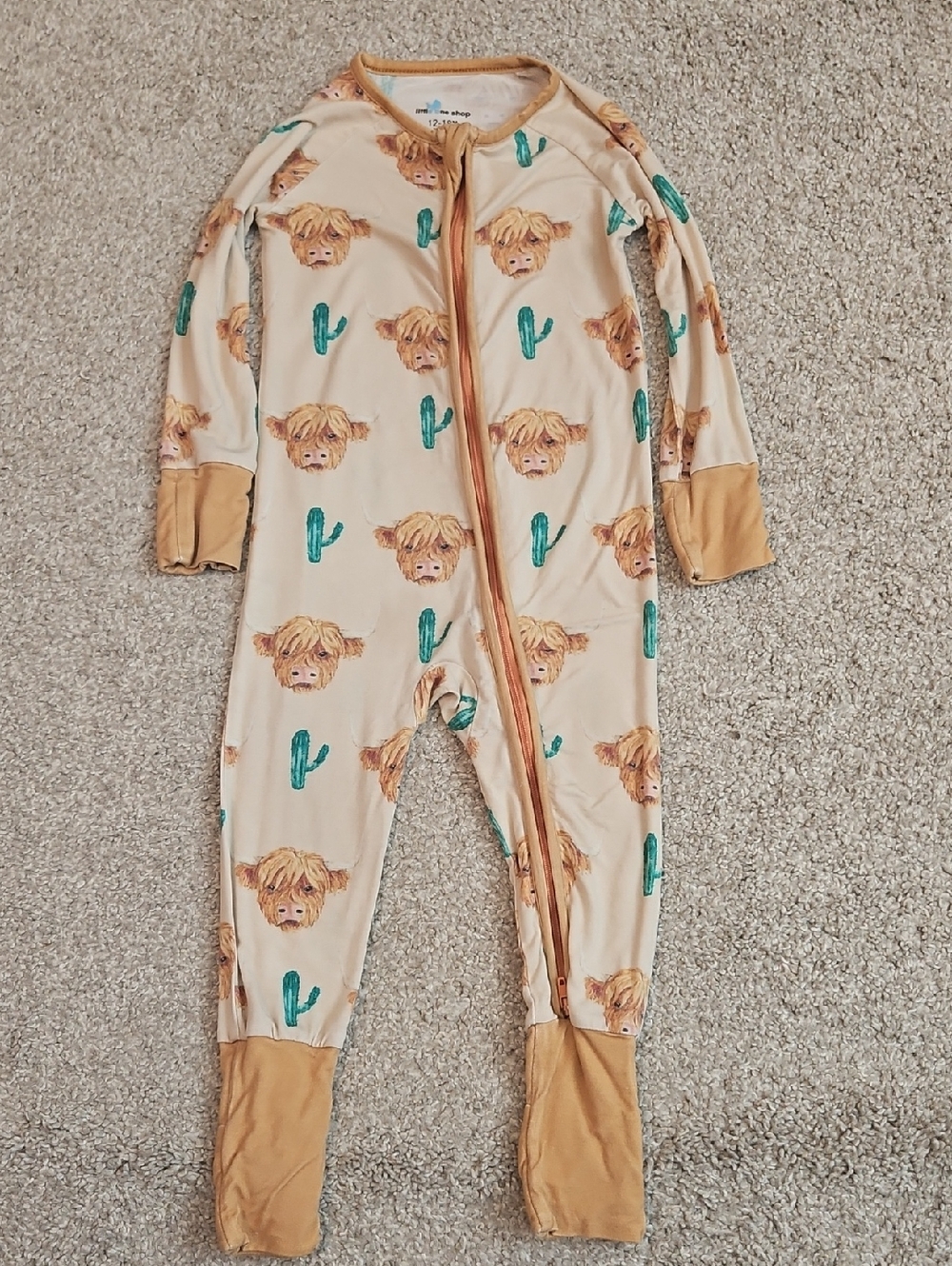 Little One Shop Bamboo Highland Cow Zip Sleeper 12-18M